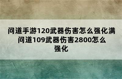 问道手游120武器伤害怎么强化满 问道109武器伤害2800怎么强化